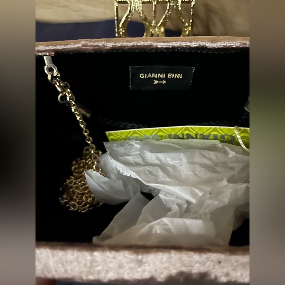 Gianni Bini Brown Velvet Clutch with Gold Accent - Picture 4 of 6